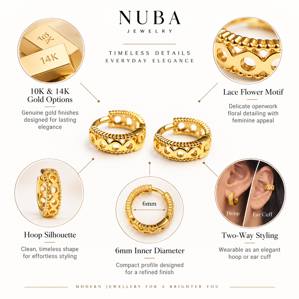 Nuba Lace Flower Gold Hoops