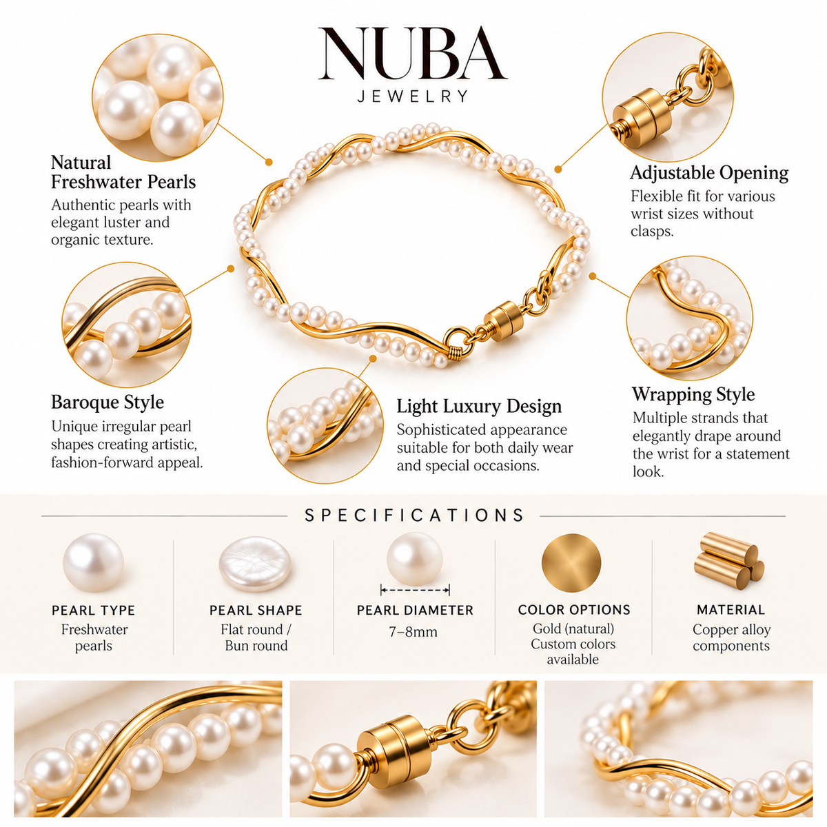 Nuba Aurelia Pearl Wrap Bracelet
