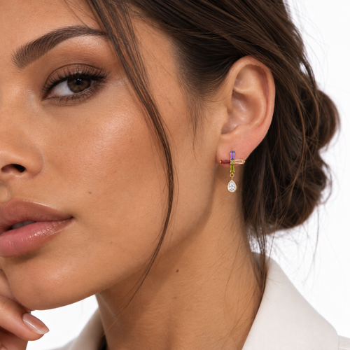 Nuba Asymmetrical Cross Earrings