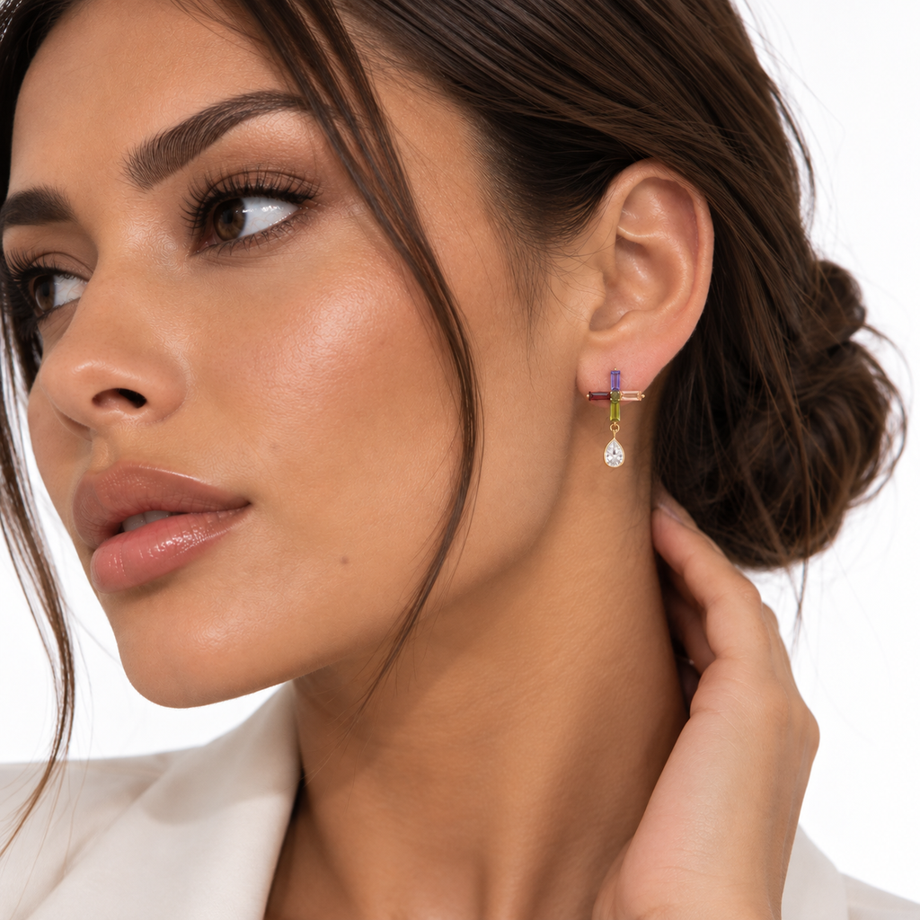 Nuba Asymmetrical Cross Earrings