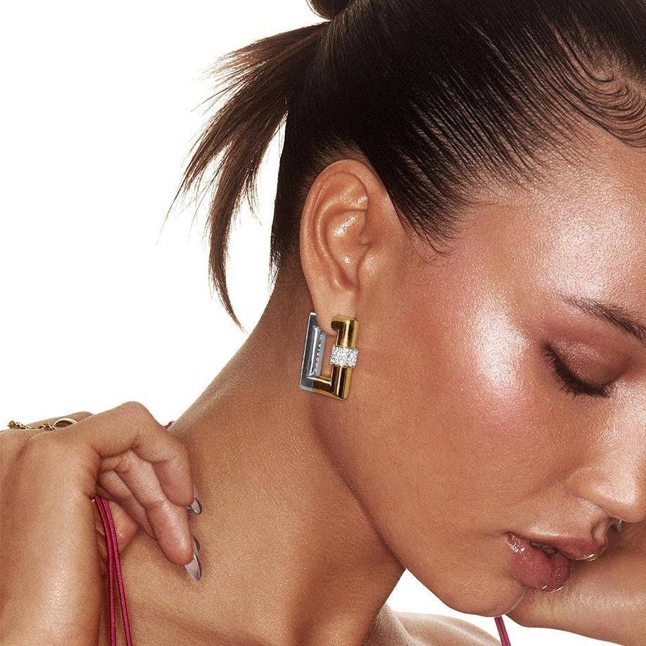 Nuba Square Zircon Hoop Earrings