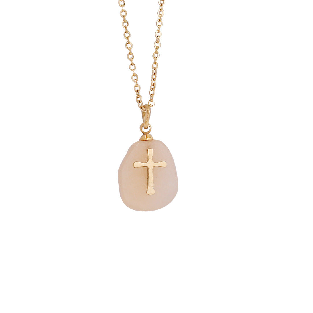 Nuba Natural Stone Cross Necklace