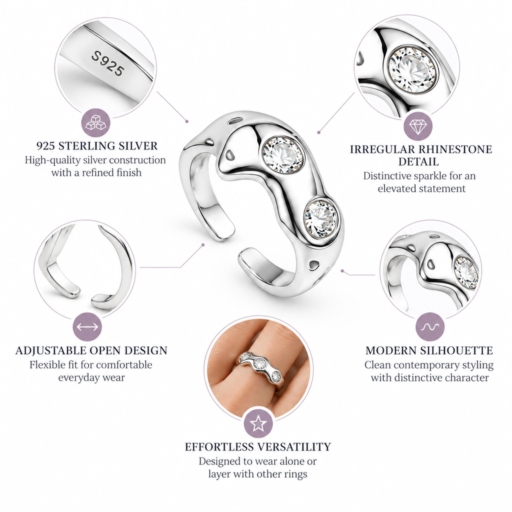 Nuba Irregular Rhinestone Open Ring