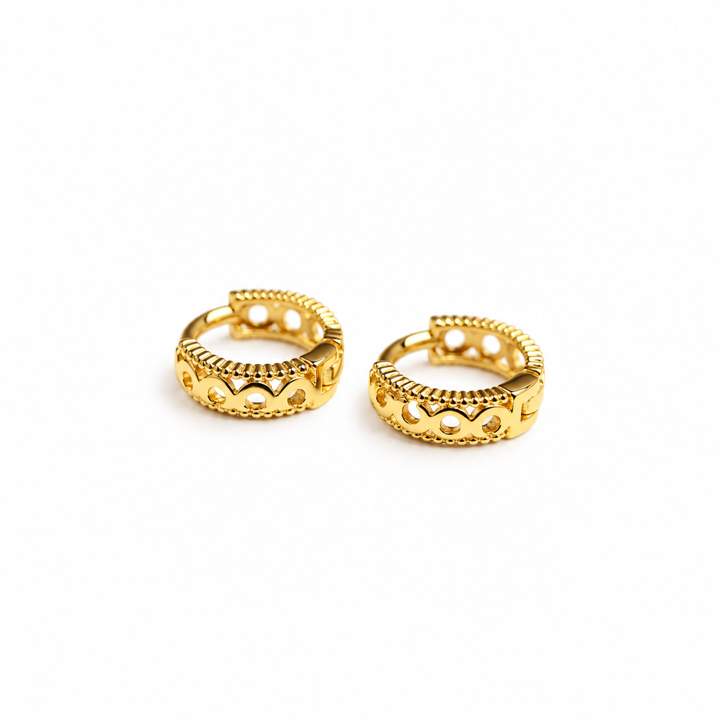 Nuba Lace Flower Gold Hoops