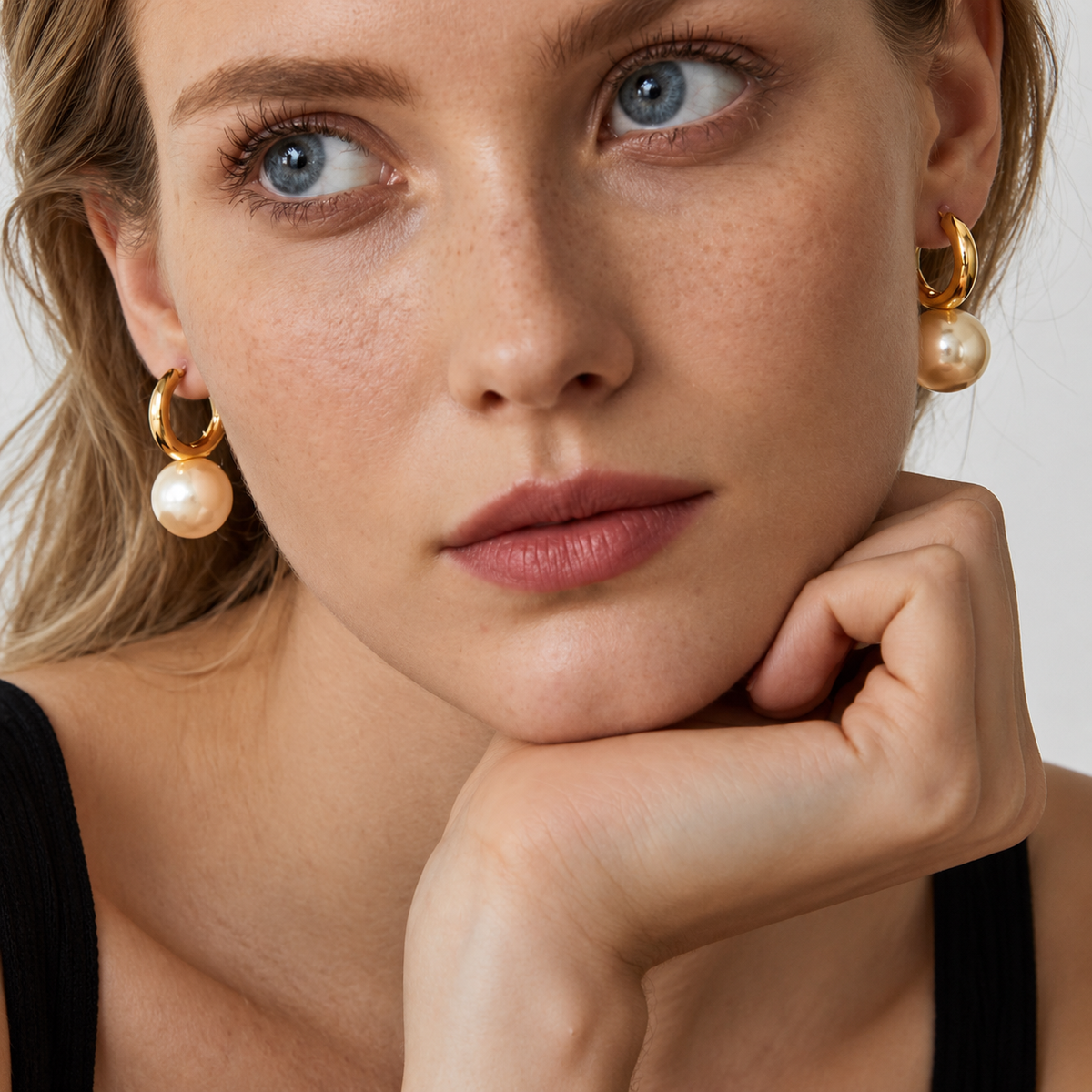 Nuba Pearl Hoop Earrings