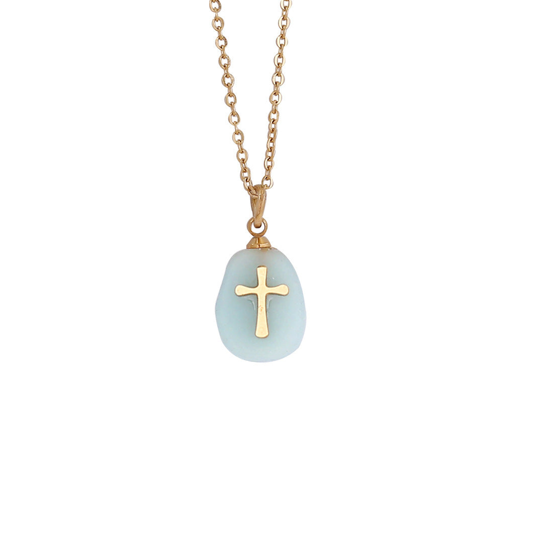 Nuba Natural Stone Cross Necklace