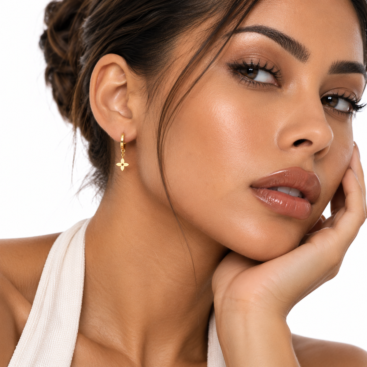 Nuba Floral Chain Hoop Earrings