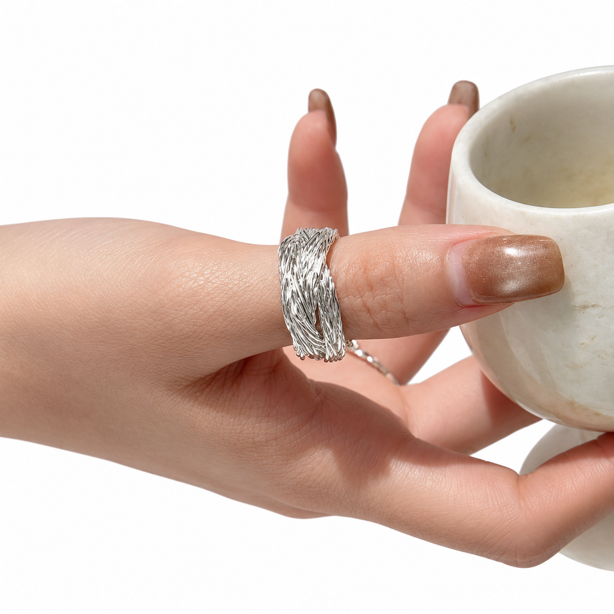 Nuba Woven Cross Open Ring
