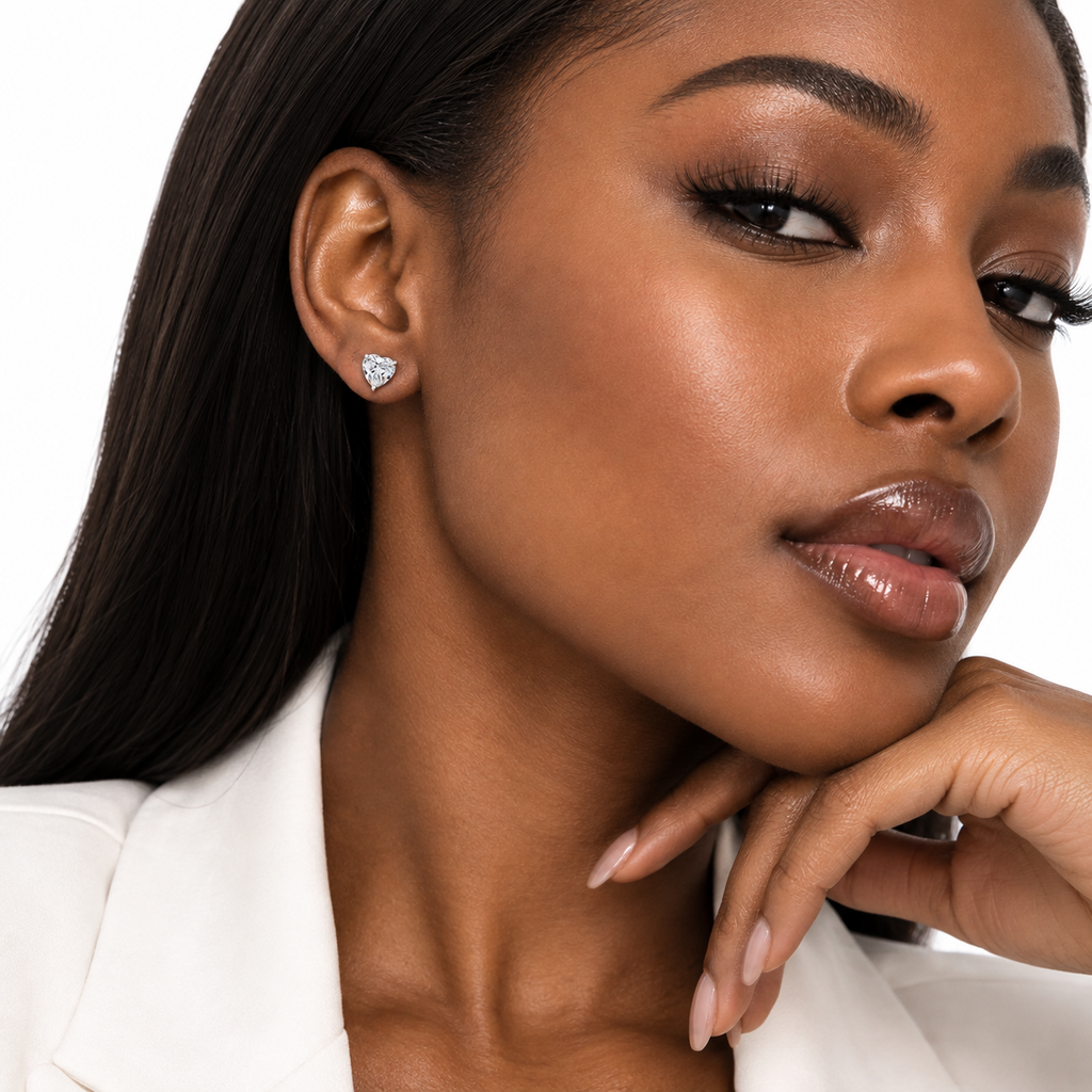 Nuba Heart Moissanite Earrings