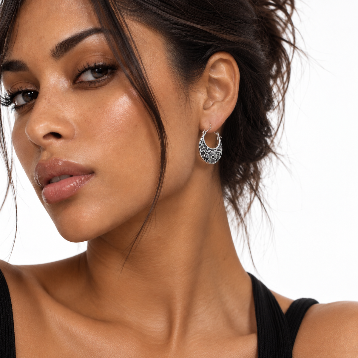 Nuba Silver Petal Earrings