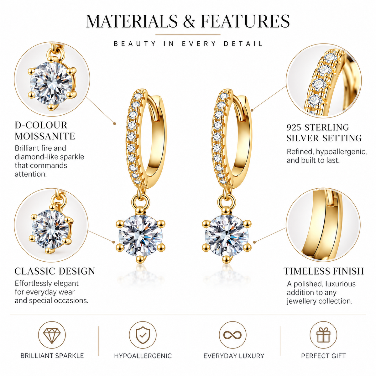Nuba Classic Moissanite Earrings