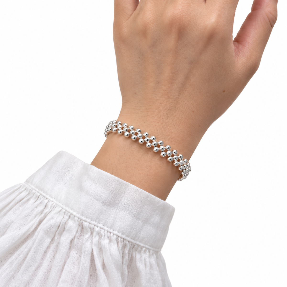 Nuba Hand-Beaded Sterling Silver Bracelet