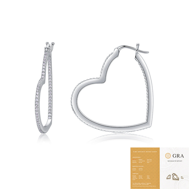 Nuba Heart Moissanite Silver Earrings