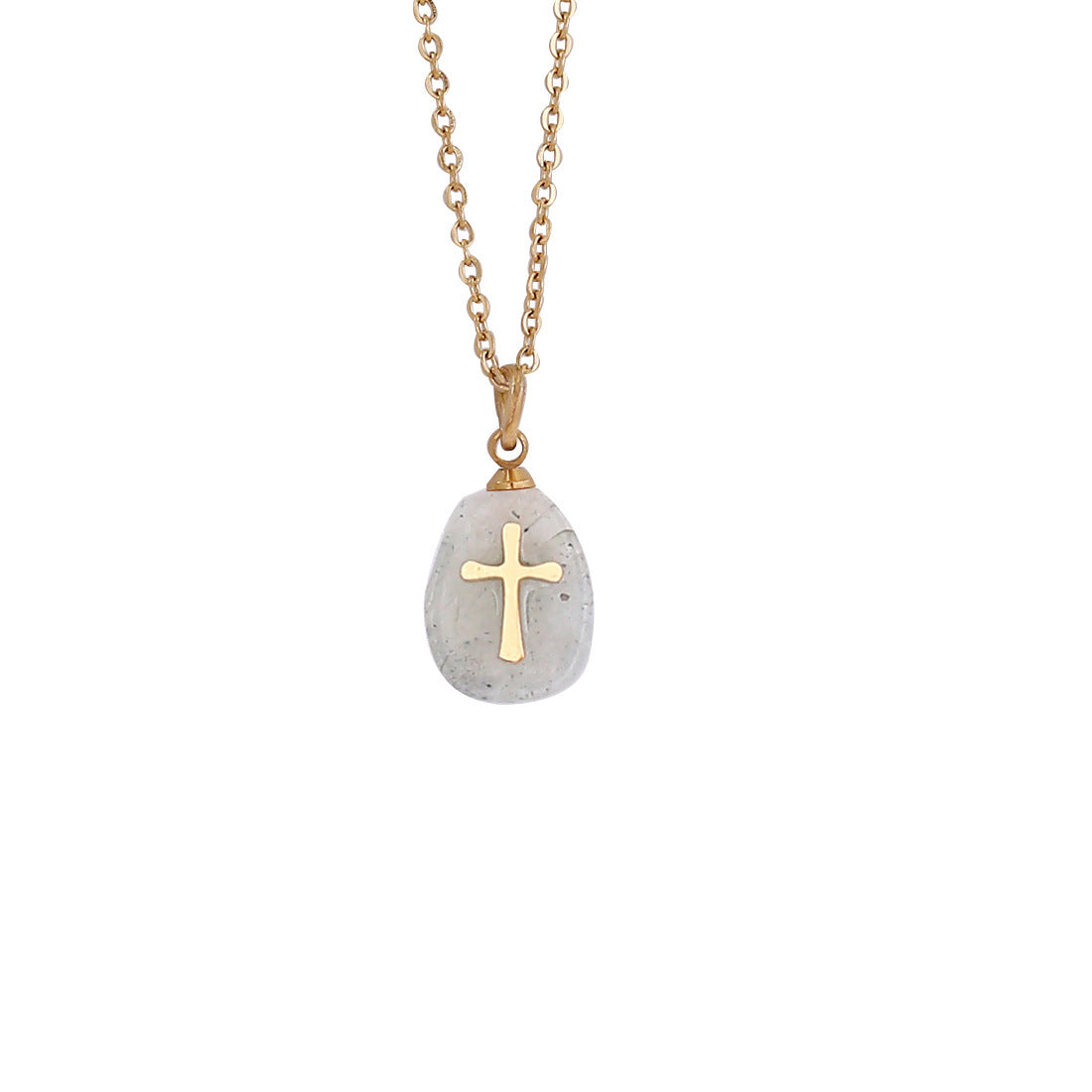 Nuba Natural Stone Cross Necklace