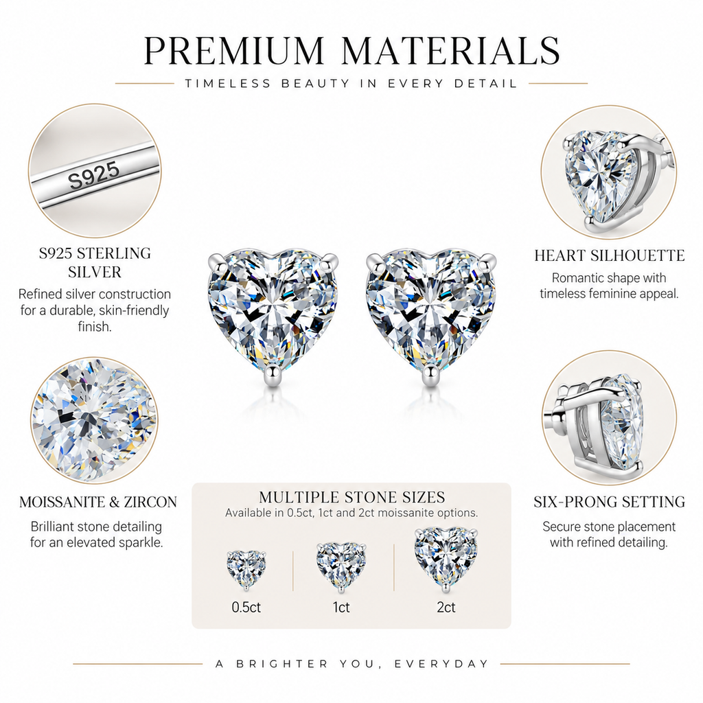 Nuba Heart Moissanite Earrings