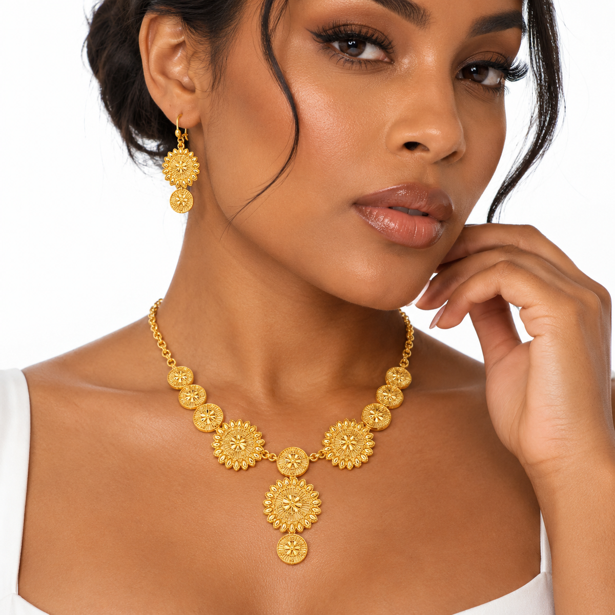 Nuba Gold Floral Jewelry Set