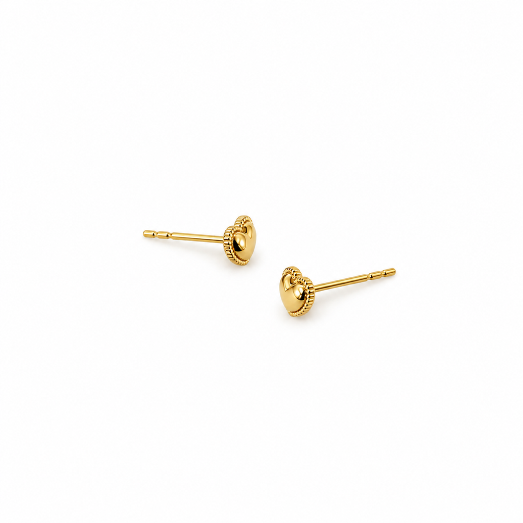 Nuba Heart Gold Stud Earrings