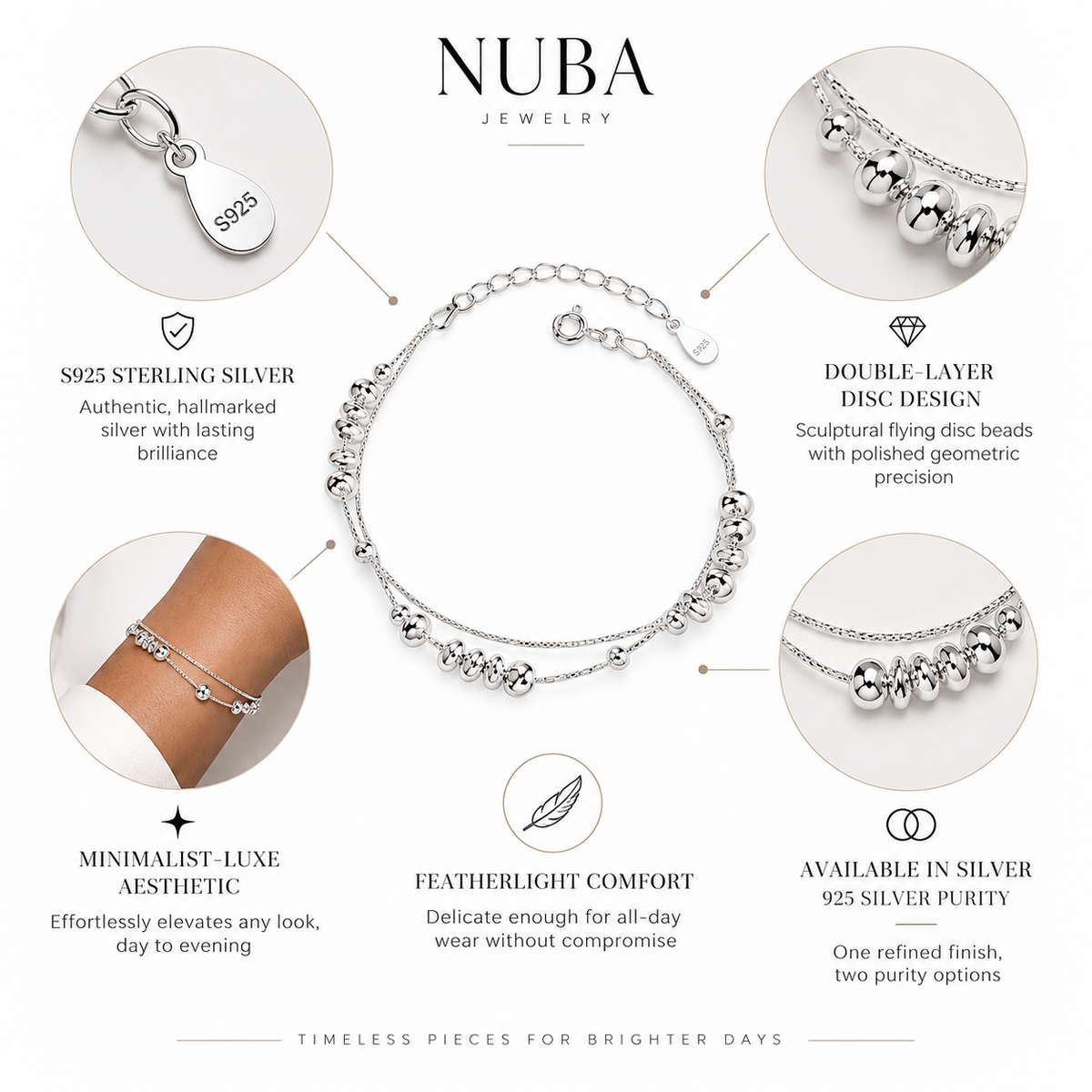 Nuba Double Layer Disc Bead Bracelet