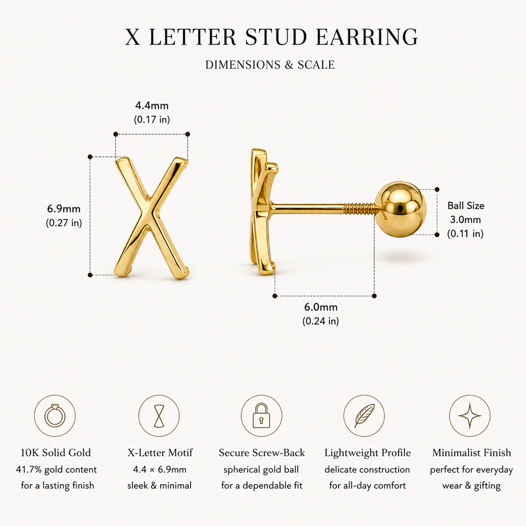 Nuba 10K Gold X-Letter Earrings