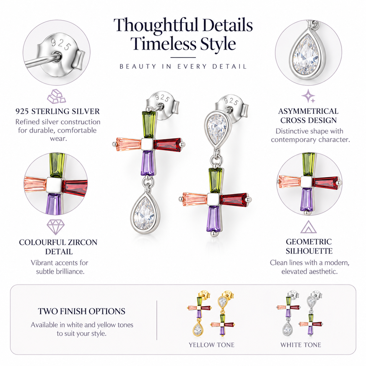 Nuba Asymmetrical Cross Earrings