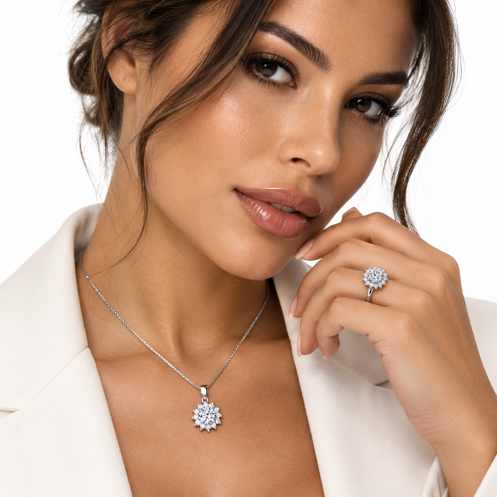 Nuba Sunflower Moissanite Jewellery Set