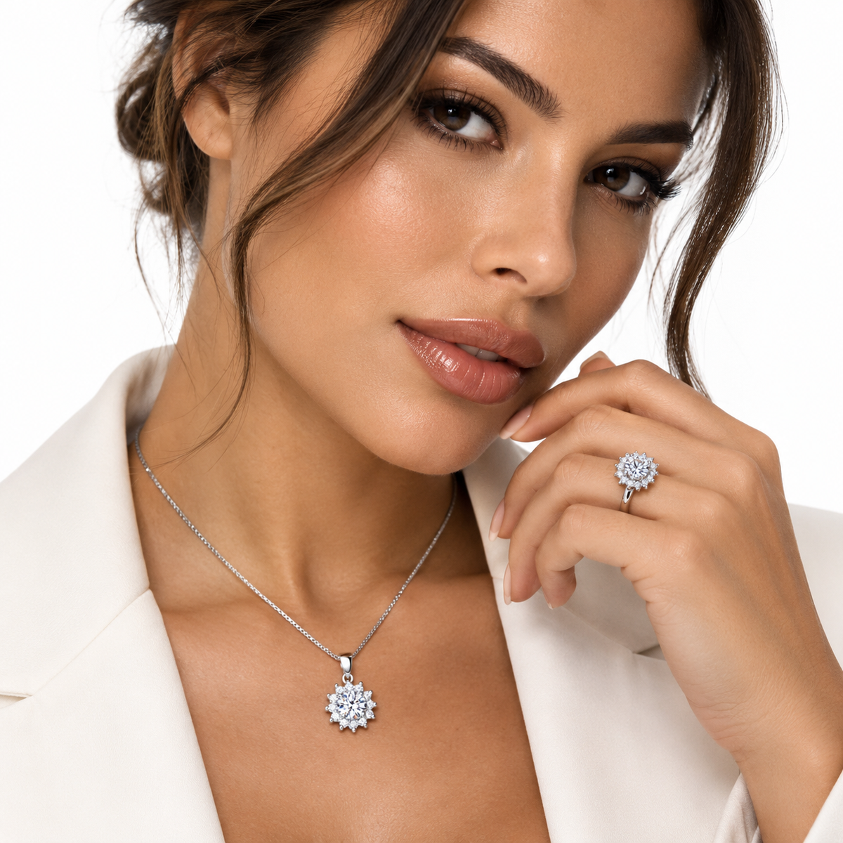 Nuba Sunflower Moissanite Jewellery Set
