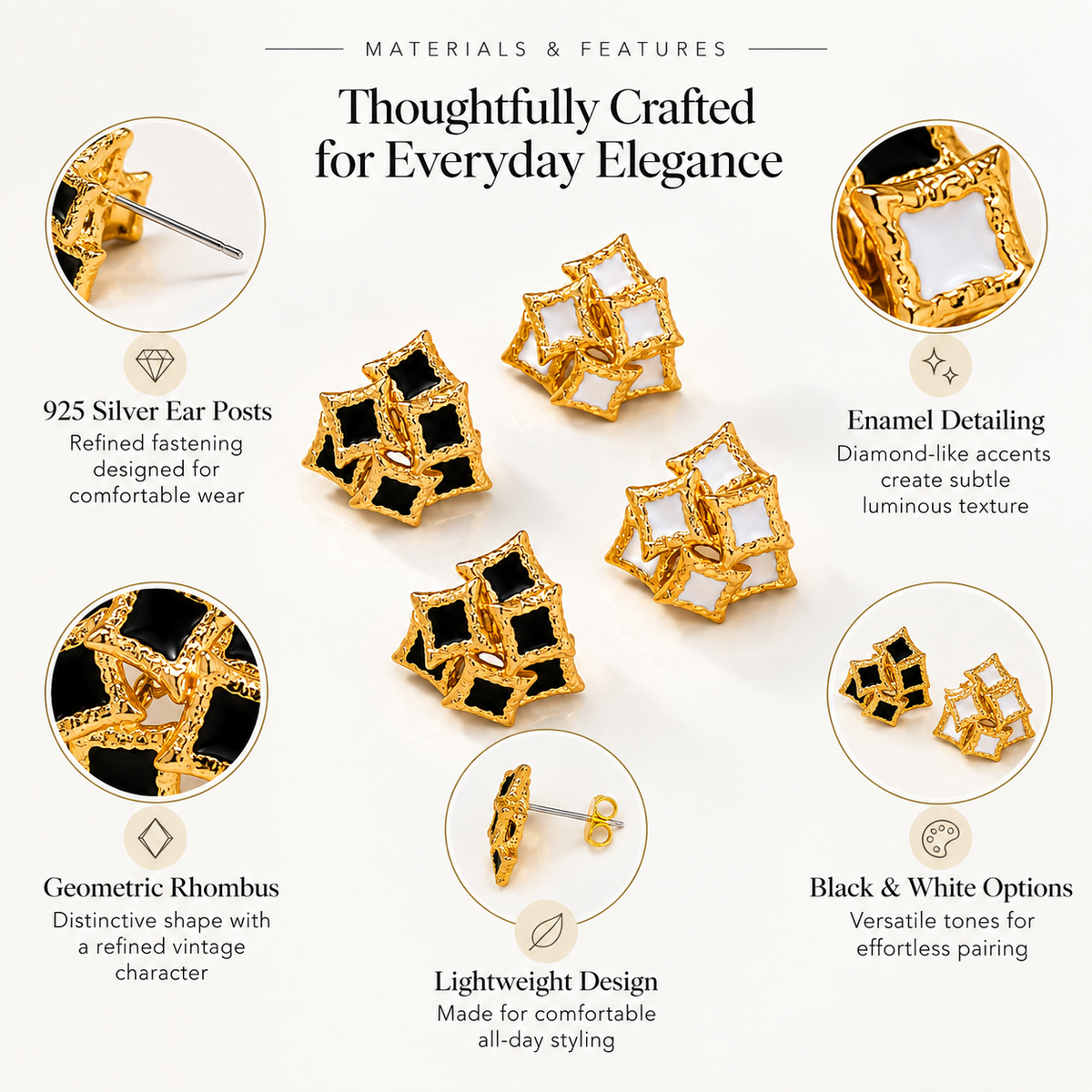 Nuba Geometric Enamel Earrings
