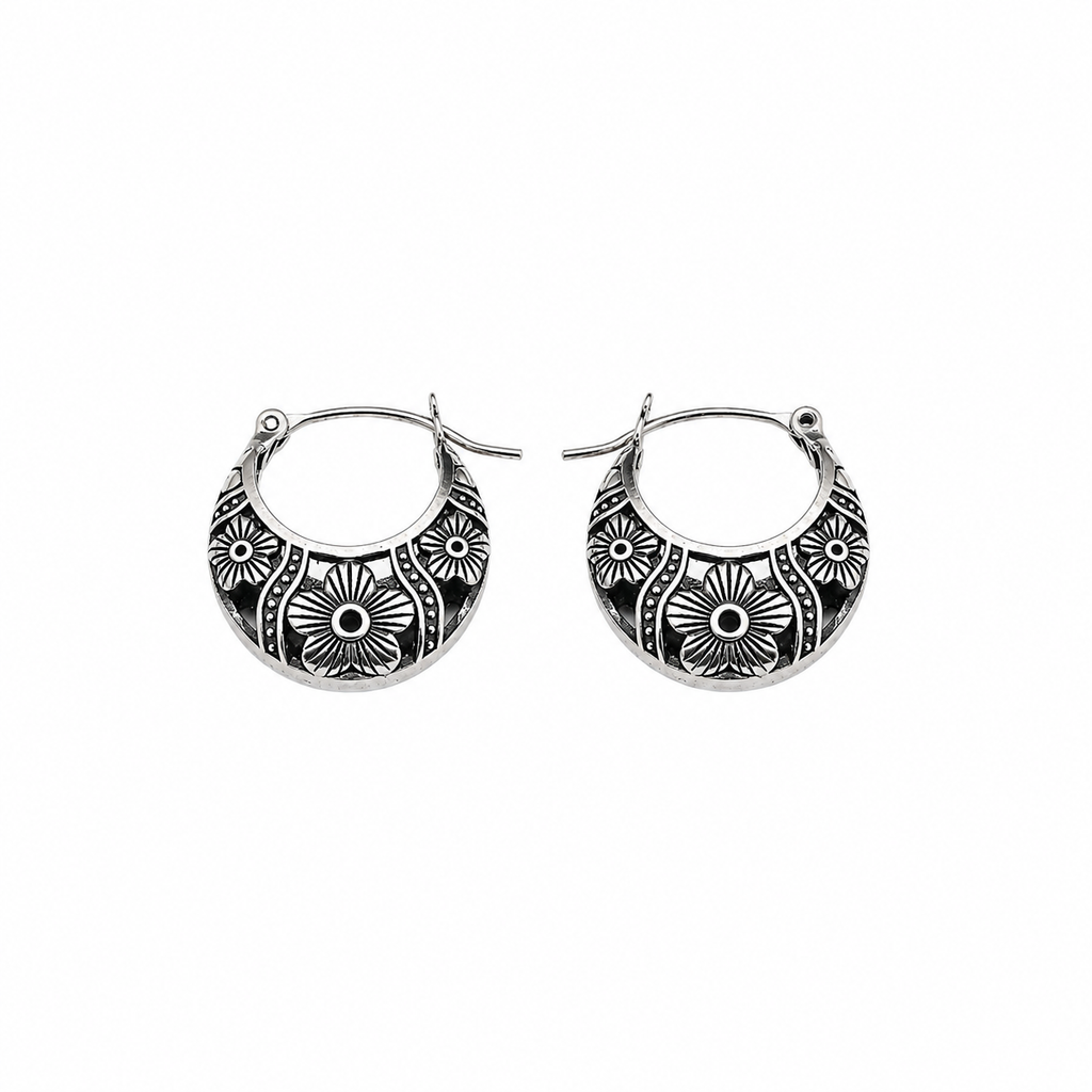 Nuba Silver Petal Earrings