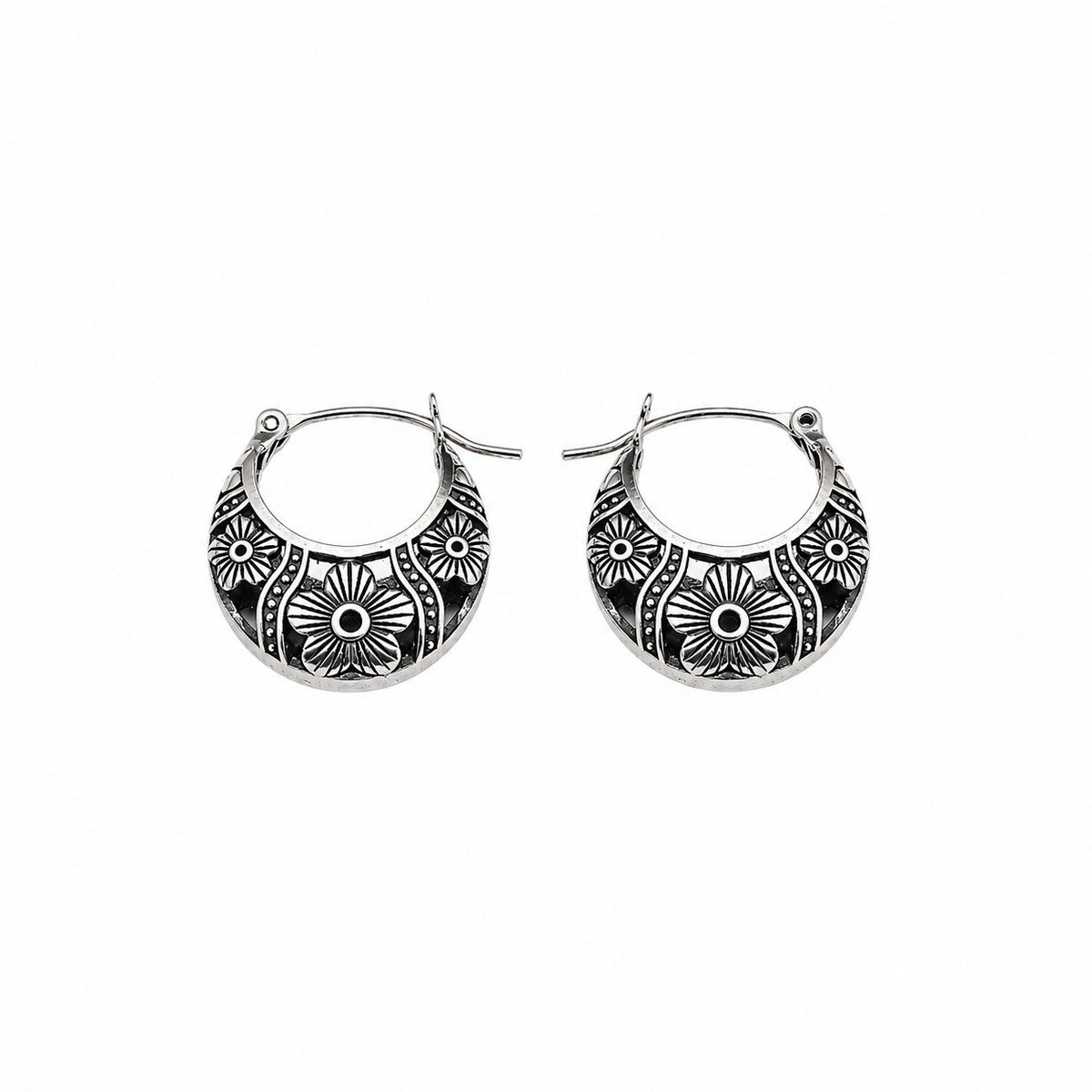 Nuba Silver Petal Earrings