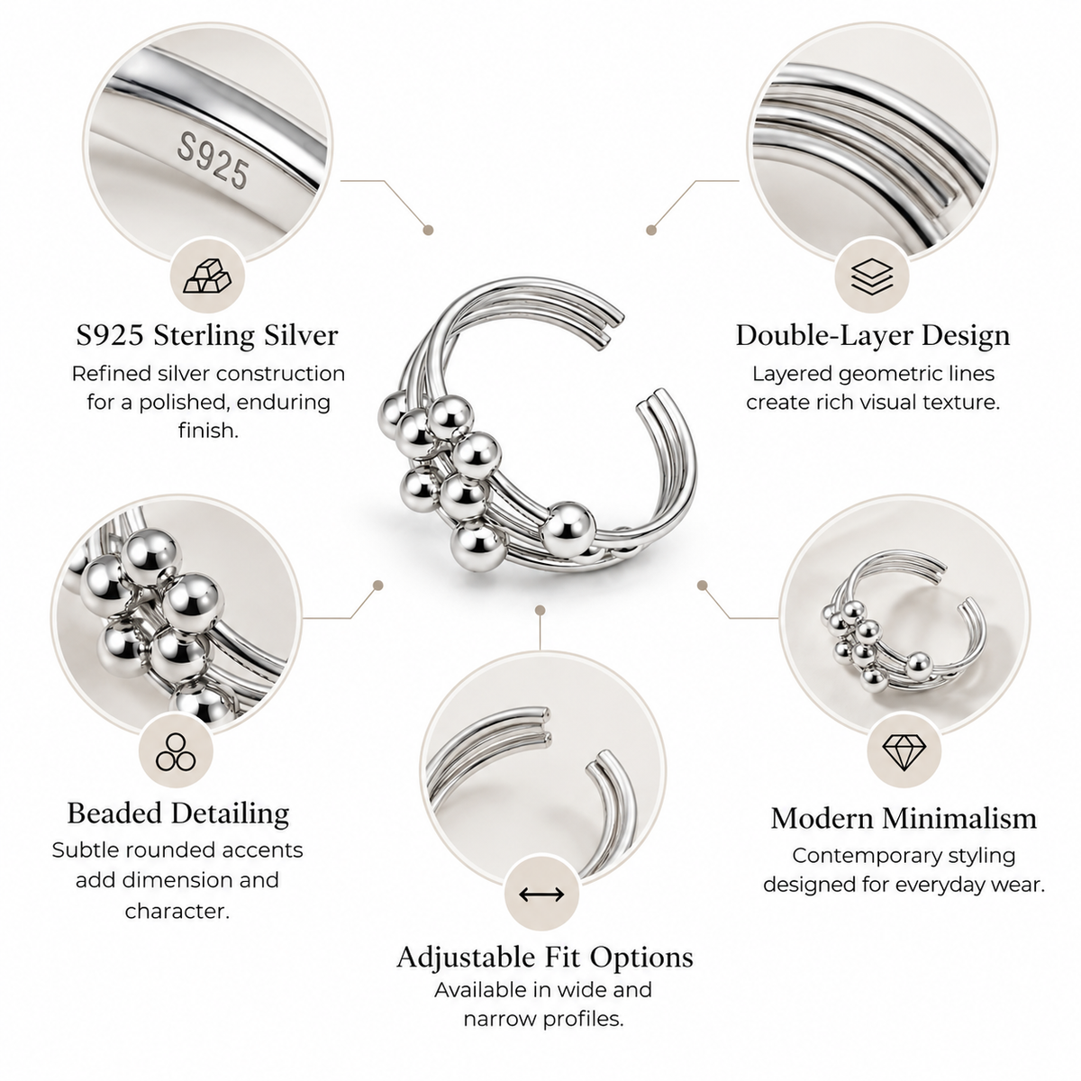Nuba Double-Layer Geometric Ring
